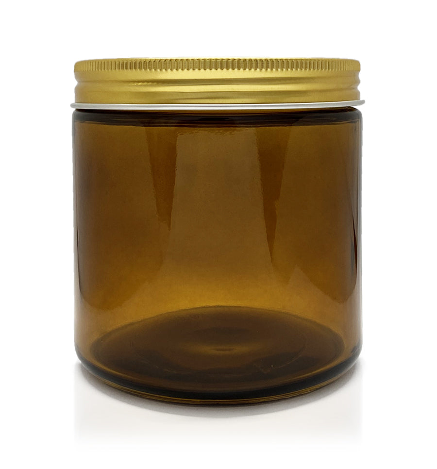 Amber Pharmacist Glass Jar with Gold Lid 400ml