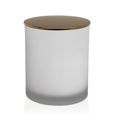 Medium Classic Tumbler - White Frosted Jar with Bronze Metal Tumbler Lid 280 - 300ml