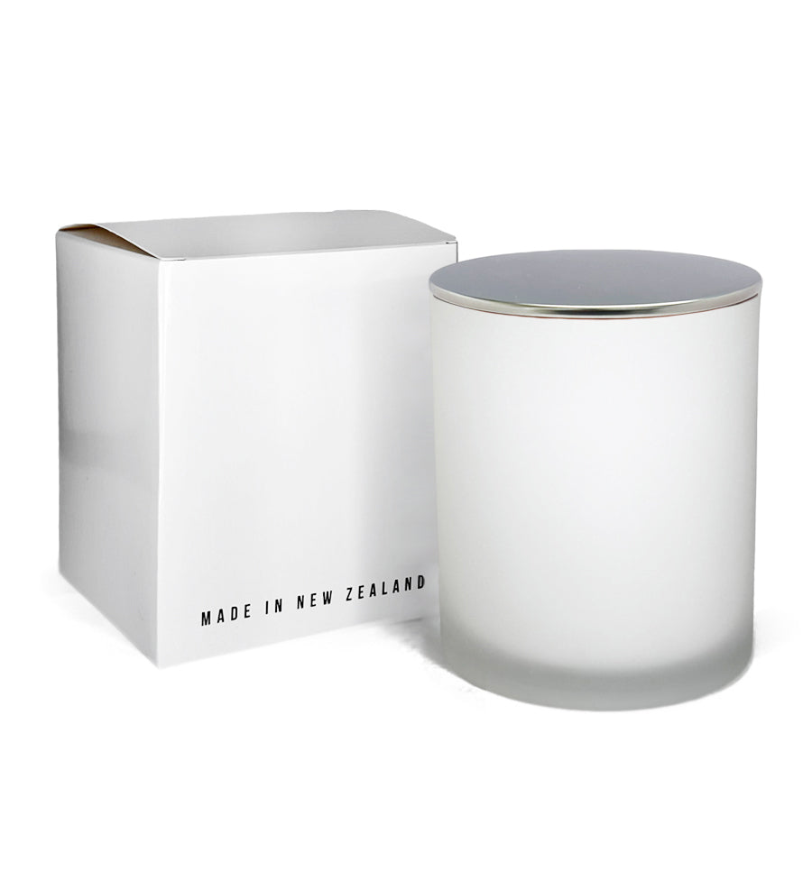 Medium Classic Tumbler - White Frosted Jar with Silver Metal Tumbler Lid  280 - 300ml