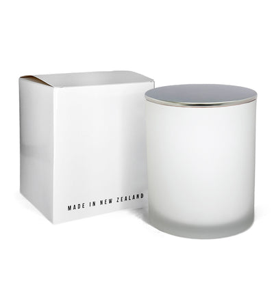 Medium Classic Tumbler - White Frosted Jar with Silver Metal Tumbler Lid  280 - 300ml