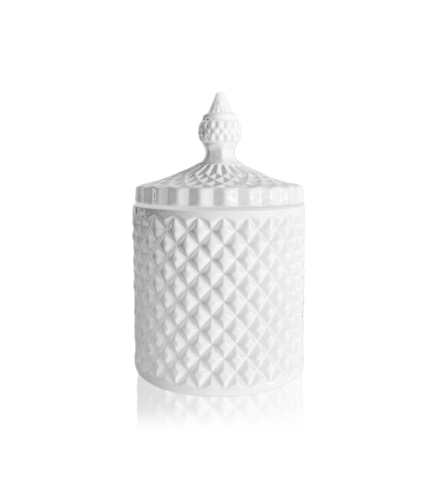 Baby Geo Vintage Cut Glass Candle Jar with Lid - 150mls - White