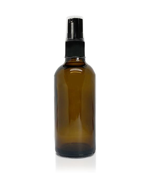 100ml Amber Glass Bottle with Plastic Pump and Cap