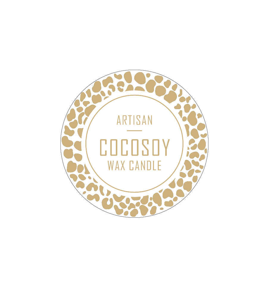 Artisan Cocosoy Wax Candle Label 4.2cm Dia - Transparent with Gold Foiling - New Zealand Candle Supplies
