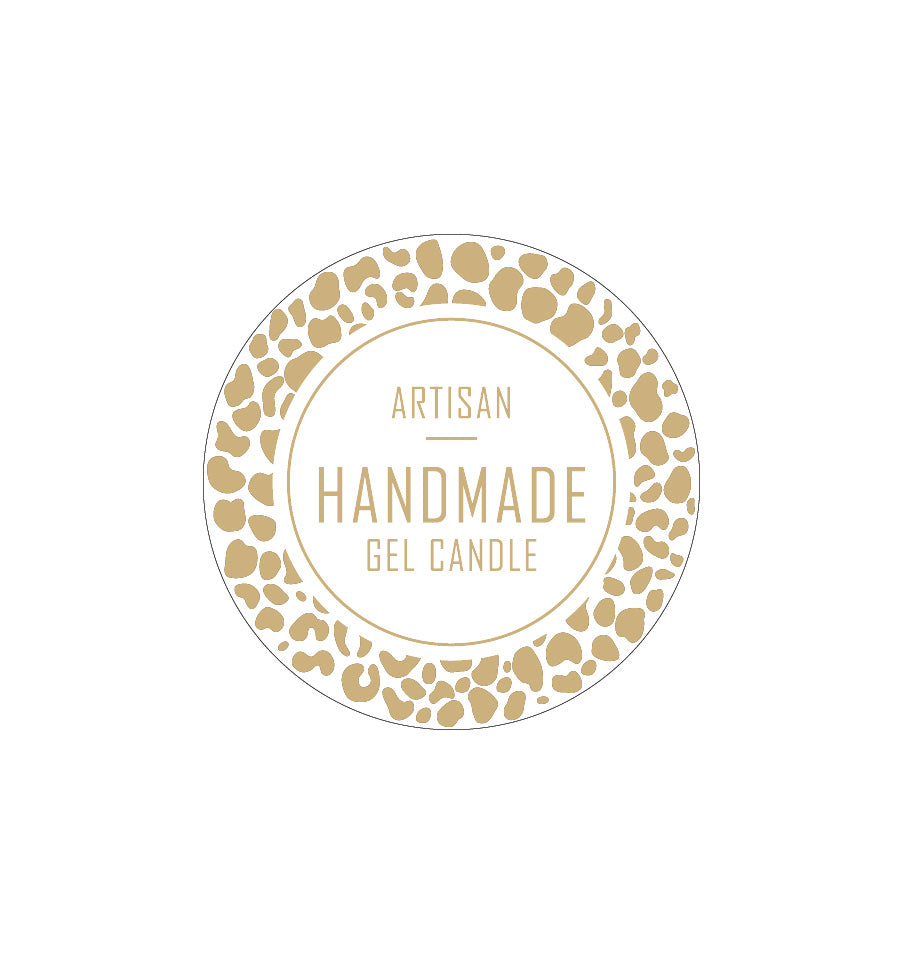 Artisan Handmade Gel Candle Label 4.2cm Dia - Transparent with Gold Foiling - New Zealand Candle Supplies
