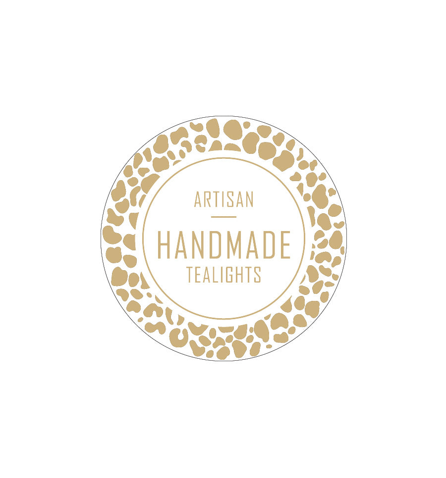 Artisan Handmade Tealights Label 4.2cm Dia - Transparent with Gold Foiling - New Zealand Candle Supplies