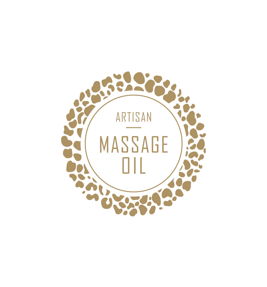 26. Artisan Massage Oil Label 4.2cm Dia - Transparent with Gold Shiny Foil