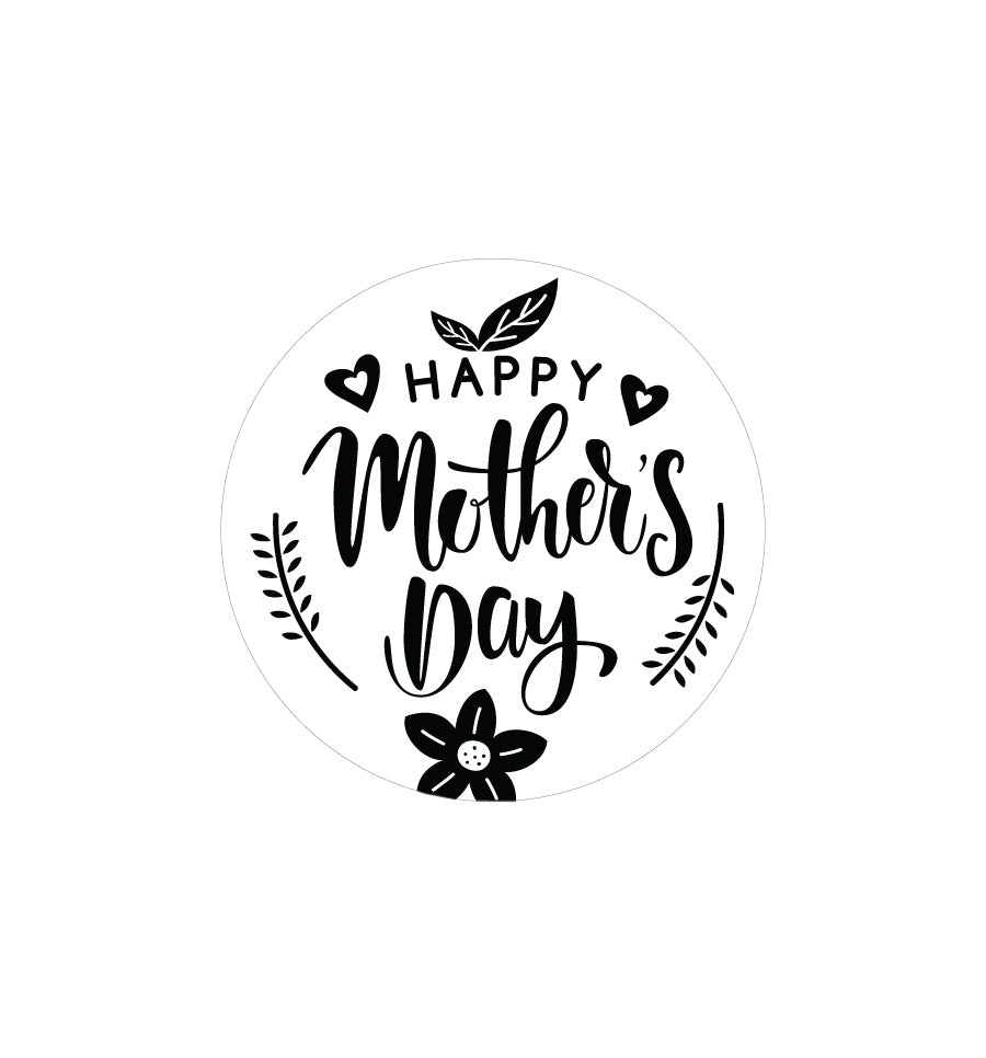 Mothers Day Label 4.2cm Dia - Transparent with Black Foil - New Zealand Candle Supplies