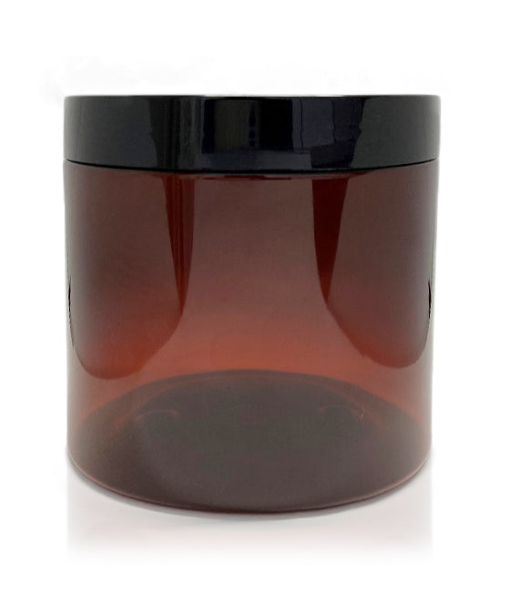 500ml Plastic Amber Jar with Black Lid - New Zealand Candle Supplies