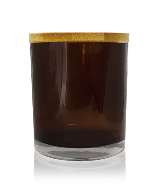 Medium Classic Tumbler - Dark Amber Jar Inner Spray with Wooden Lid 280 - 300ml