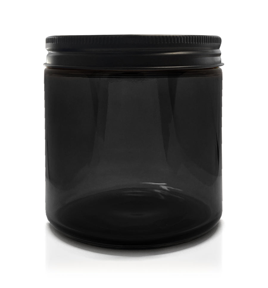 Smoke Grey Pharmacist Glass Jar with Matte Black Lid 400ml