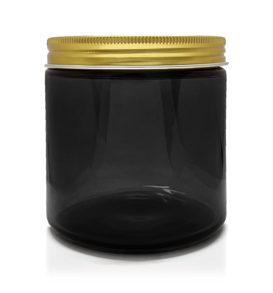 Smoke Grey Pharmacist Glass Jar with Gold Lid 400ml