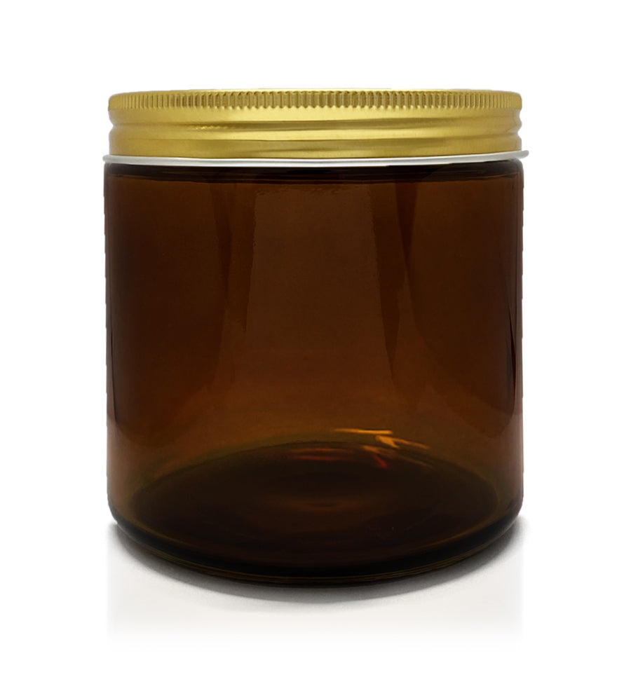 Dark Amber Pharmacist Glass Jar with Gold Lid 400ml