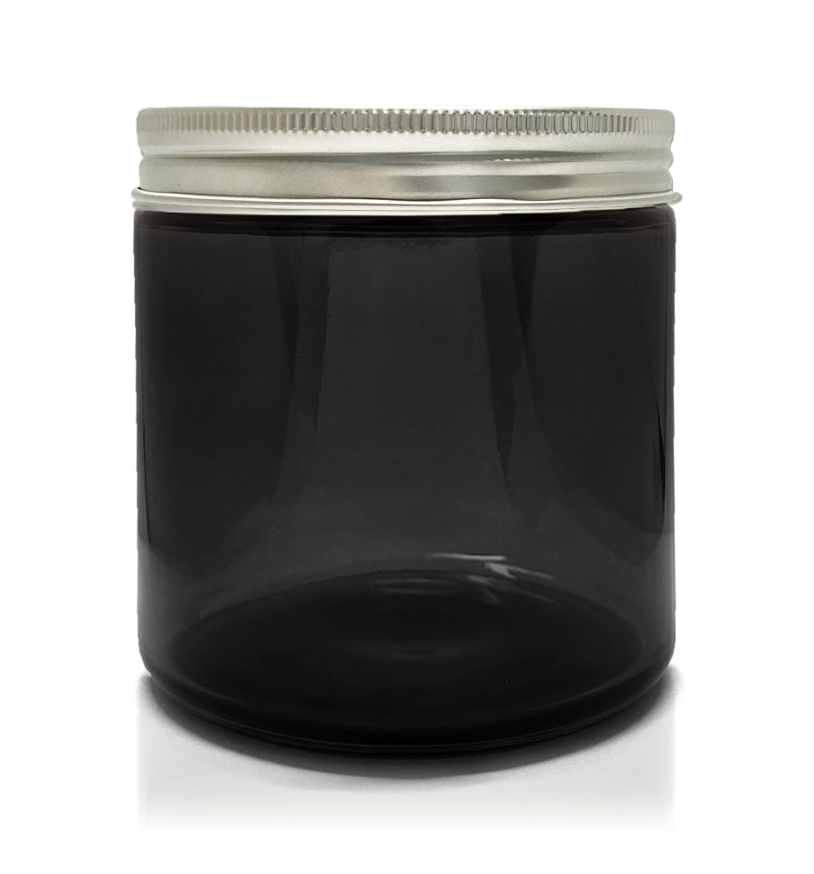 Smoke Grey Pharmacist Glass Jar with Silver Lid 400ml