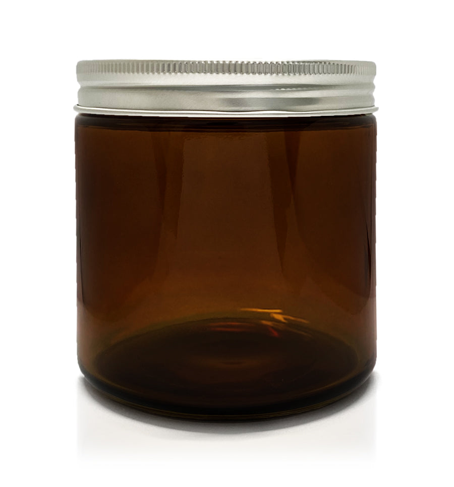 Dark Amber Pharmacist Glass Jar with Silver Lid 400ml