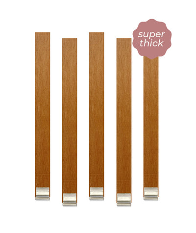 Super Thick 12mm x 15cm Wooden Wicks with Metal Base