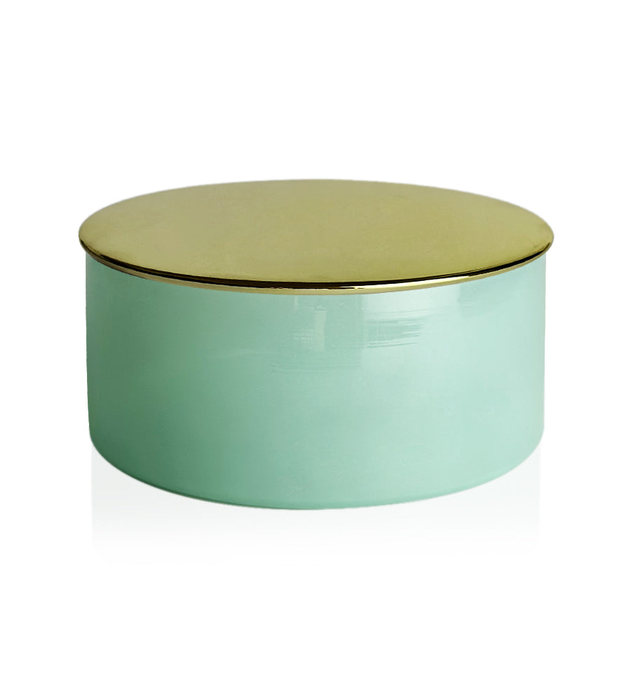 Teal Green Candle Bowl with Gold Lid 350ml