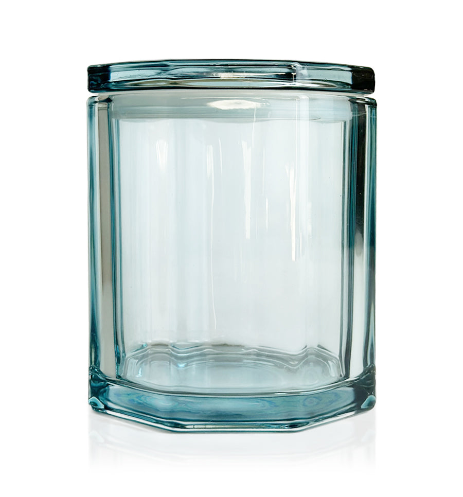 Elaine Blue Glass Candle Jar with Lid 600mls