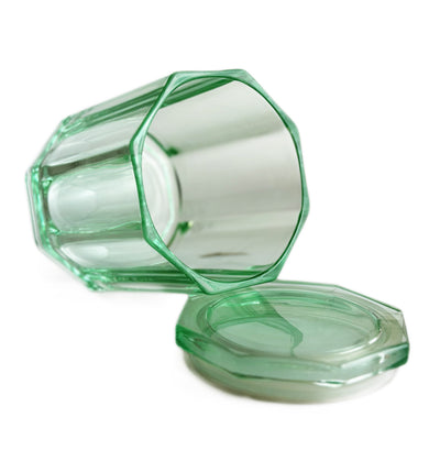 Elaine Green Glass Candle Jar with Lid 600mls