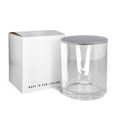 Medium Classic Tumbler - Clear Glass Jar with Silver Metal Tumbler  Lid 280 - 300ml