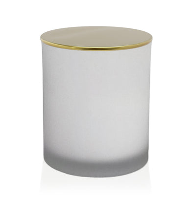 Medium Classic Tumbler - White Frosted Jar with Gold Metal Tumbler Lid  280 - 300ml