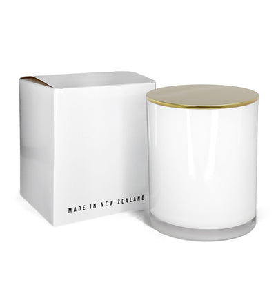 Medium Classic Tumbler - White Jar  with Gold Metal Tumbler Lid 280 - 300ml