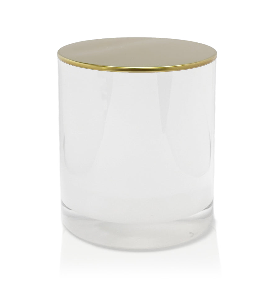 Medium Classic Tumbler - White Jar  with Gold Metal Tumbler Lid 280 - 300ml