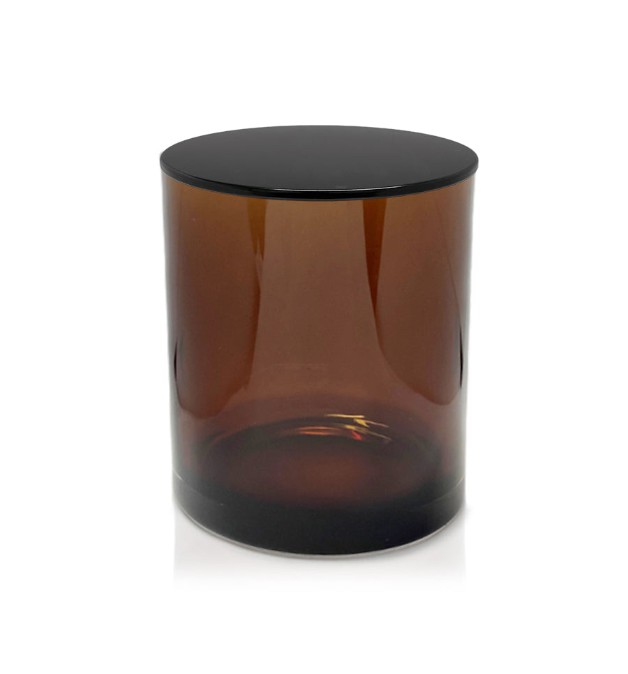 Small Classic Tumbler - Amber Jar with Black Metal Tumbler Lid 145mls