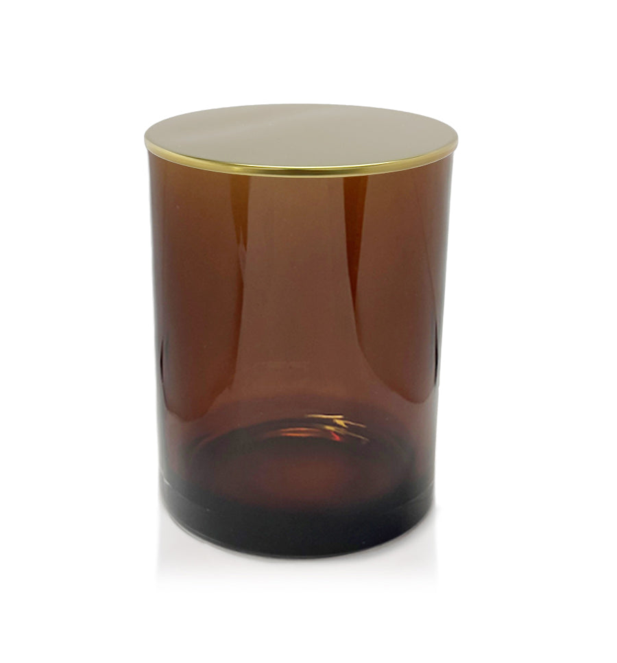 Vogue Tumbler - Amber Jar with Gold Metal Lid 250ml