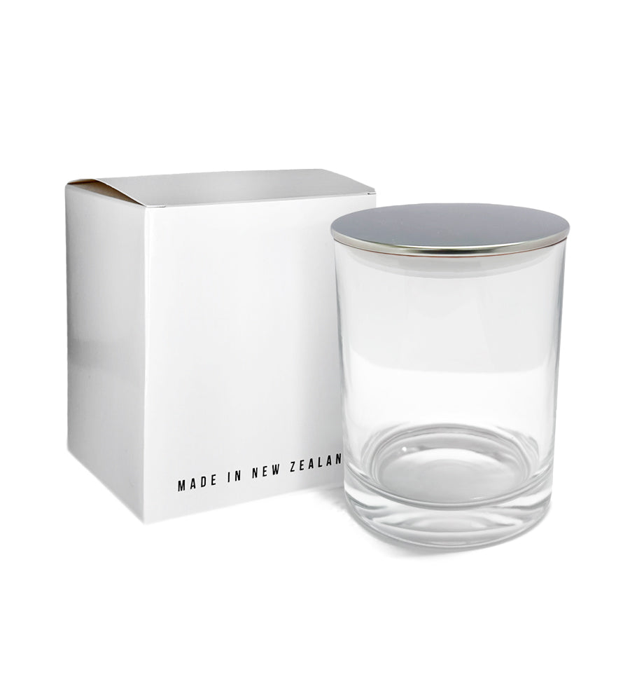 Vogue Tumbler - Clear Glass Jar with Silver Metal Lid