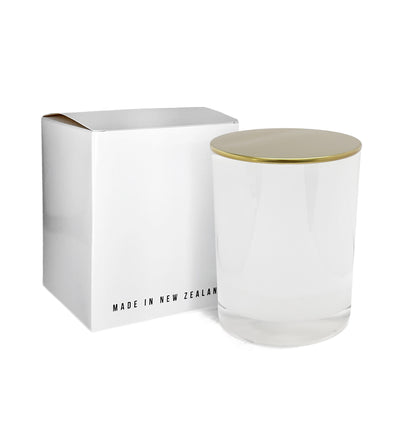 Vogue Tumbler - White Jar with Gold Metal Lid 250ml