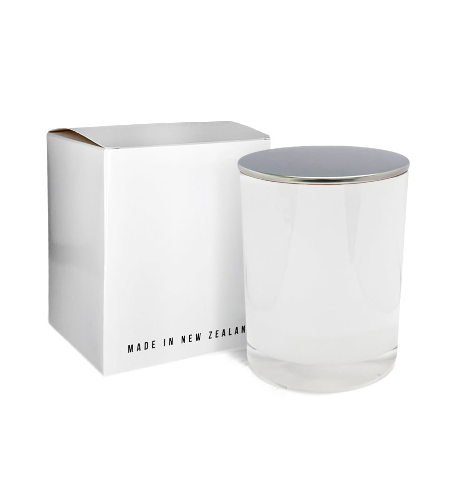 Vogue Tumbler - White Jar with Silver Metal Lid 250ml