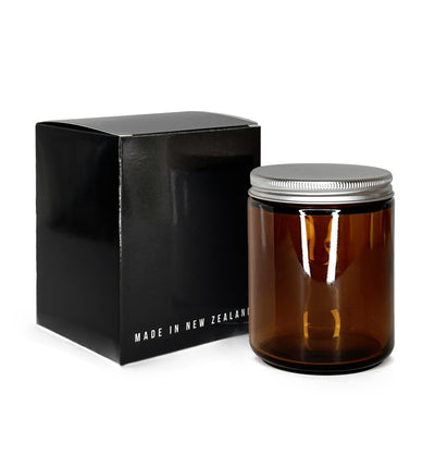 Amber Pharmacist Glass Jar with Silver Lid 200ml