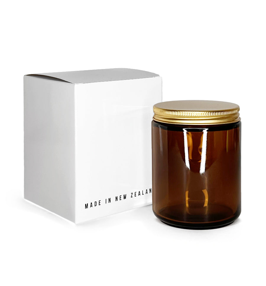 Amber Pharmacist Glass Jar with Gold Lid 200ml