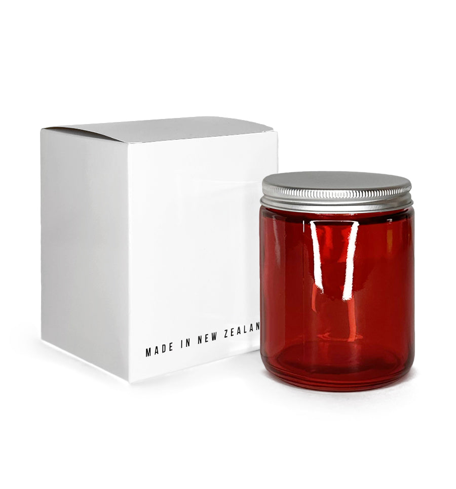 Smoke Red Pharmacist Glass Jar with Silver Lid 200ml