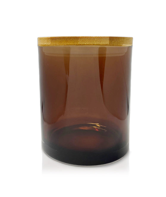 Small Classic Tumbler - Amber Jar with Wooden Lid 145mls