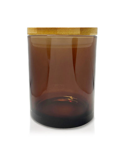 Vogue Tumbler - Amber Jar  with Wooden Lid 250ml
