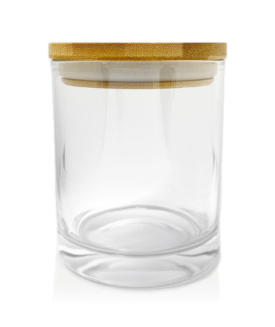 Medium Classic Tumbler - Clear Glass Jar  with Wooden Lid 280 - 300ml