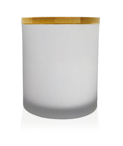 Medium Classic Tumbler - White Frosted Jar 280 - 300ml with Wooden Lid