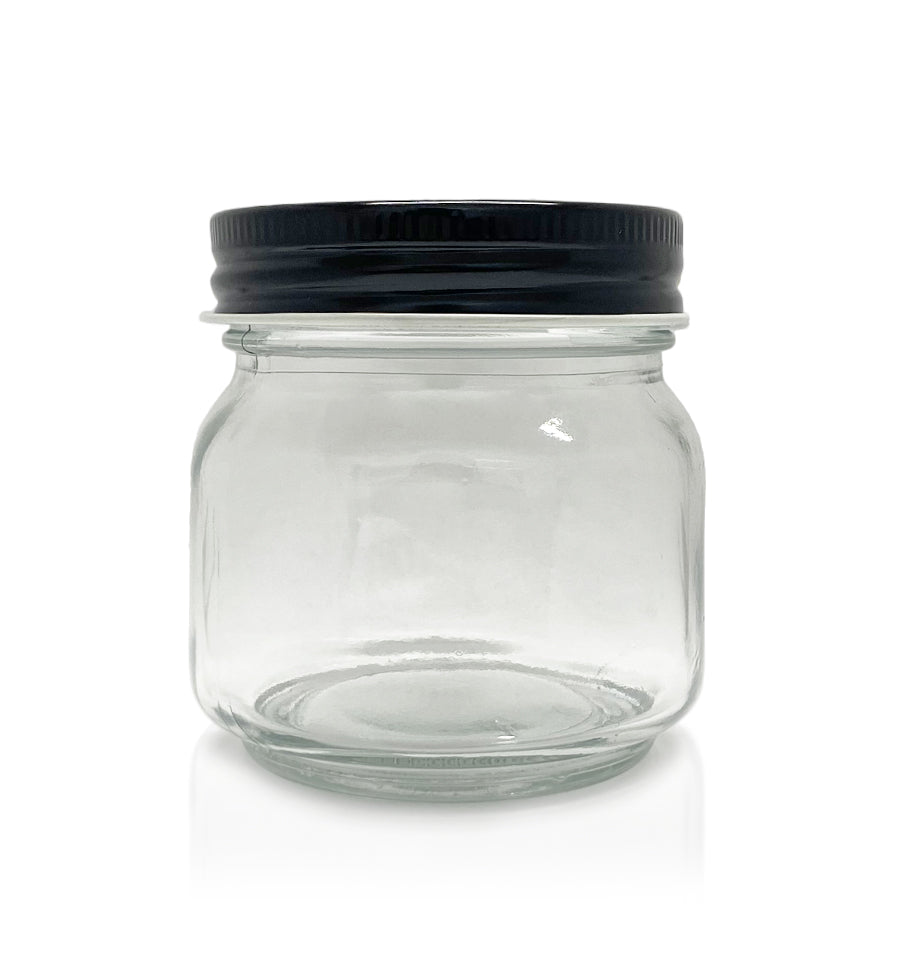 250ml Unique Clear Cube Jar With Black Lid - NZ Candle Supplies