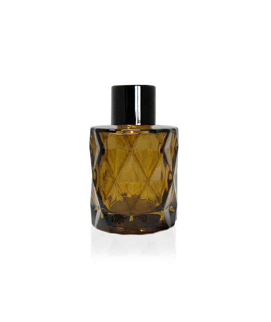 50ml Diamond Cut Amber Diffuser Bottle - Black Collar