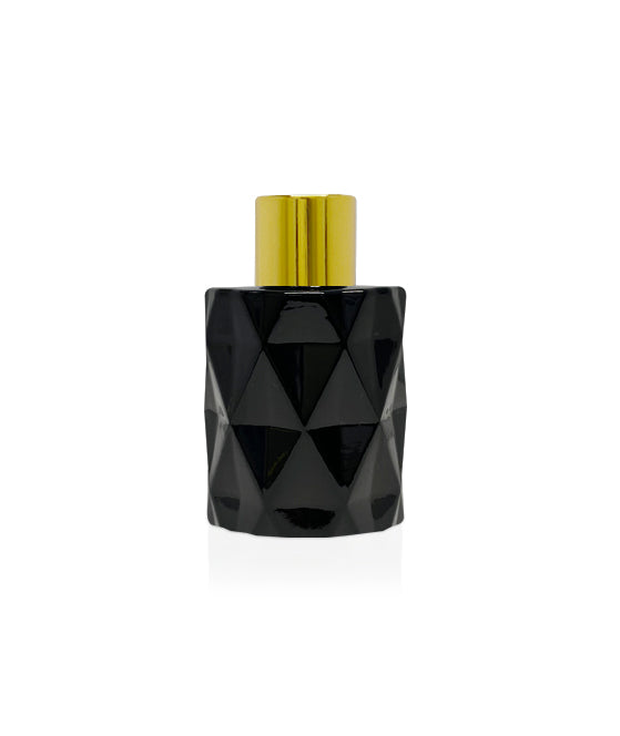 50ml Diamond Cut Black Diffuser Bottle - Gold Collar