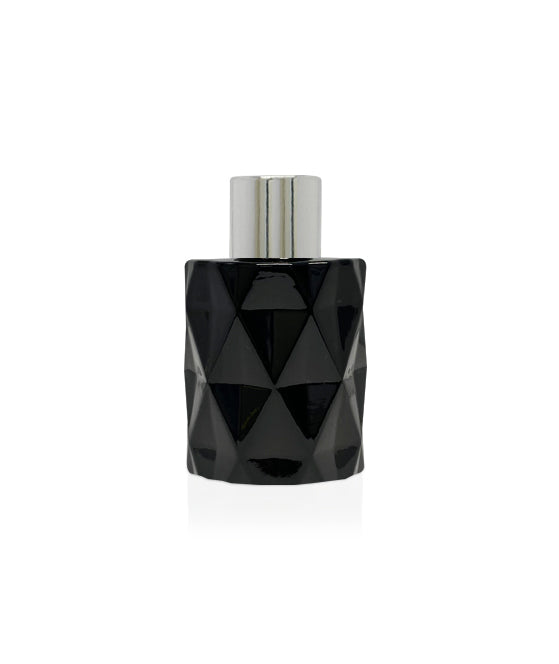 50ml Diamond Cut Black Diffuser Bottle - Silver Collar