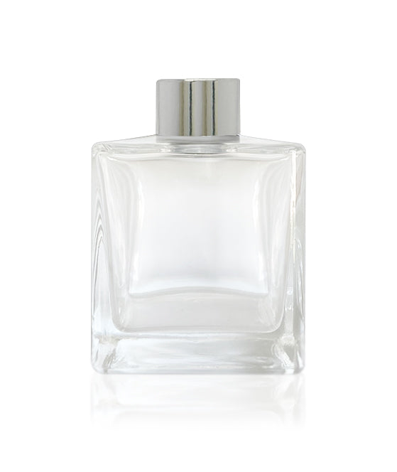 200ml Square Diffuser Bottle - Silver Collar - New Zealand Candle Supplies