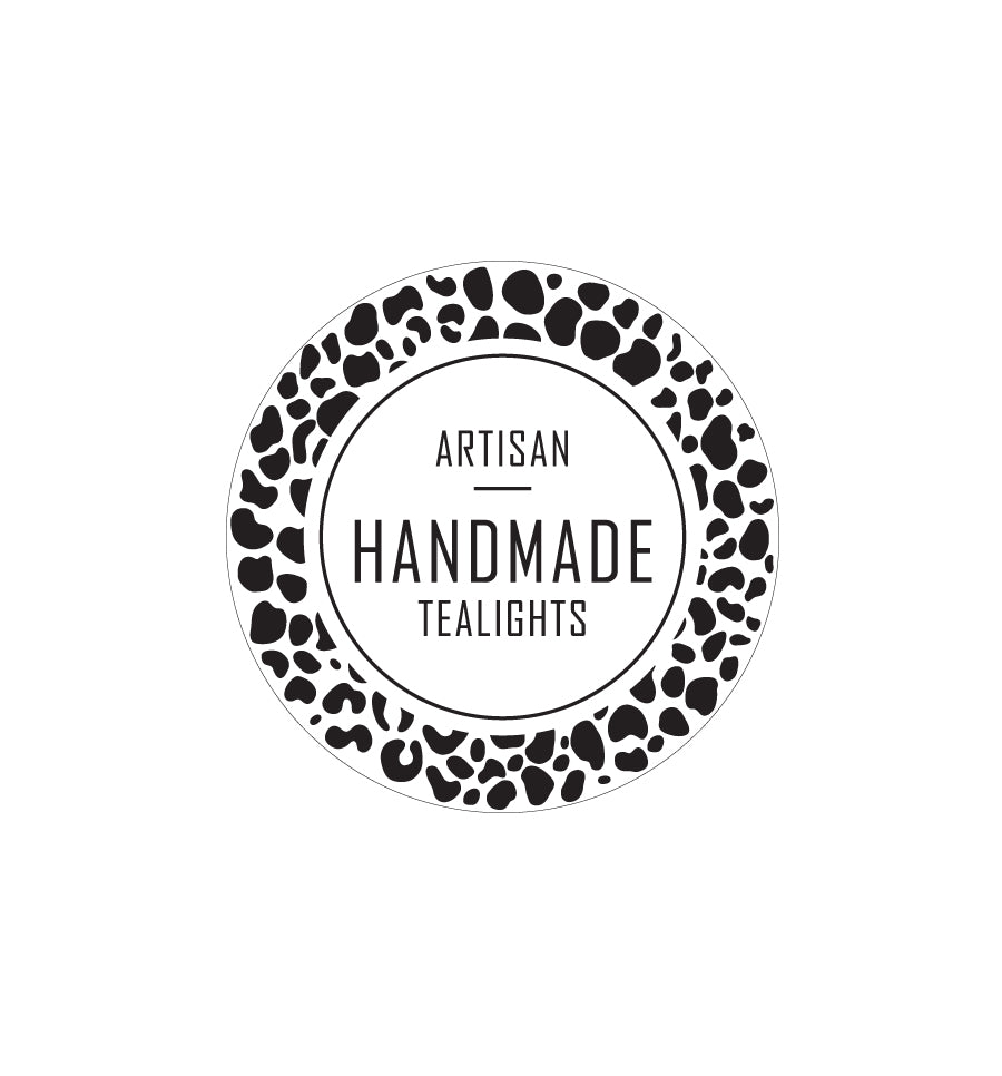 Artisan Handmade Tealights Label 4.2cm Dia - Transparent - New Zealand Candle Supplies
