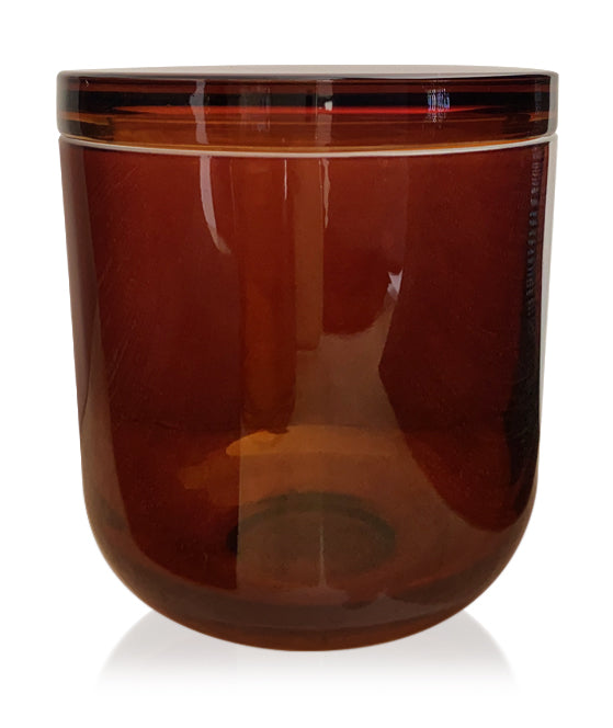Jumbo Round Bottom Tumbler - Amber Jar with Glass Lid 700ml - New Zealand Candle Supplies