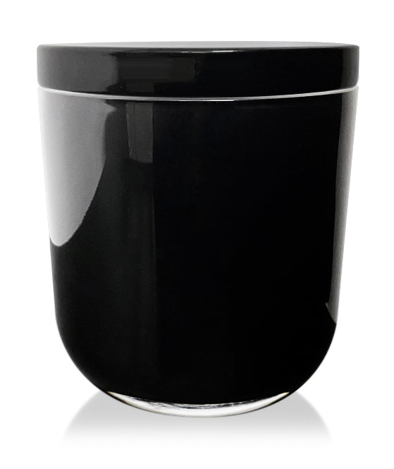 Jumbo Round Bottom Tumbler - Black Jar with Glass Lid 700ml - New Zealand Candle Supplies