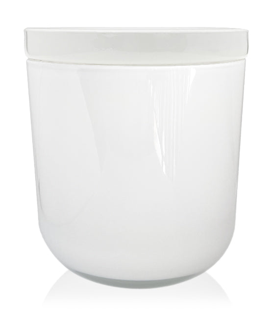 Jumbo Round Bottom Tumbler - White Jar with Glass Lid 700ml - New Zealand Candle Supplies