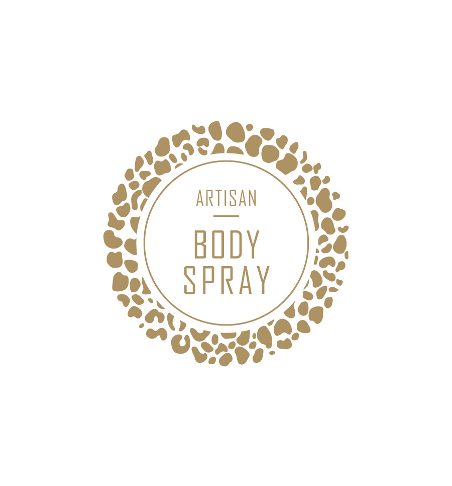 25. Artisan Body Spray Label 4.2cm Dia - Transparent with Gold Shiny Foil
