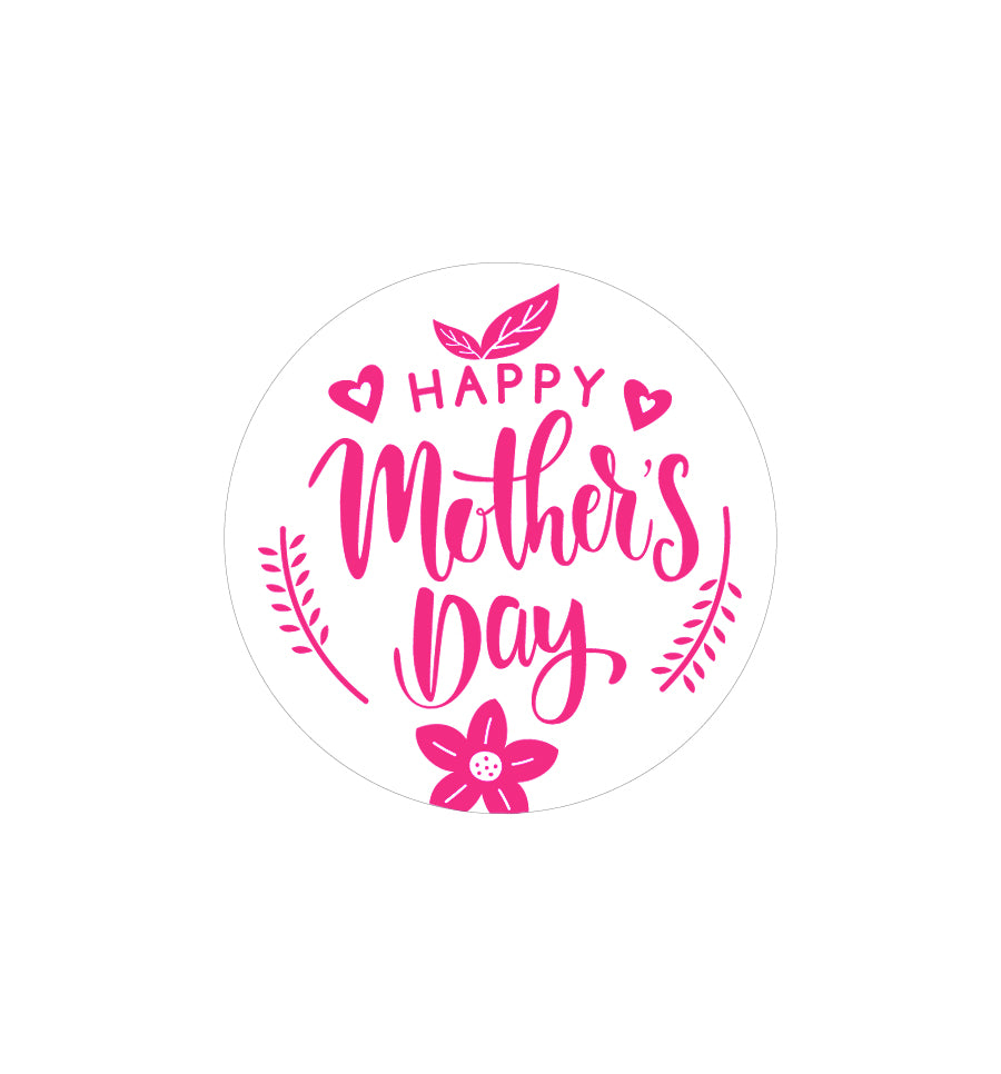 Mothers Day Label 4.2cm Dia - Transparent with Pink Foil - New Zealand Candle Supplies