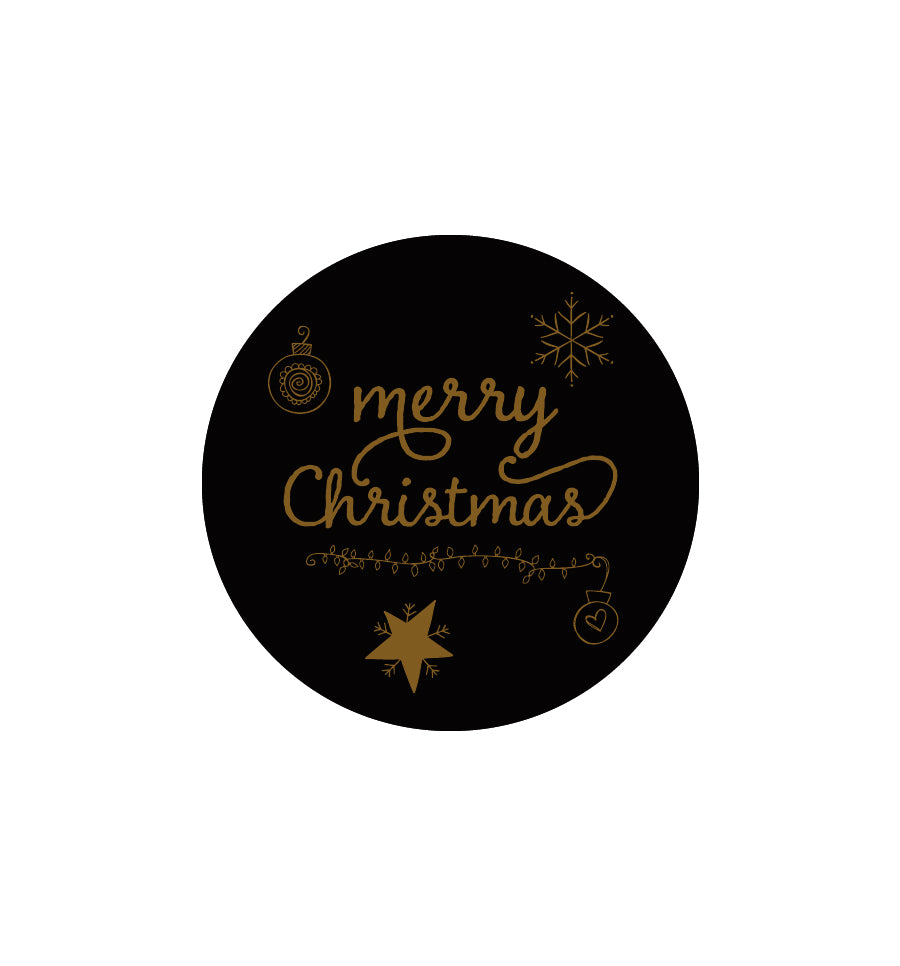 Gold Merry Christmas Label 4.2cm Dia - New Zealand Candle Supplies